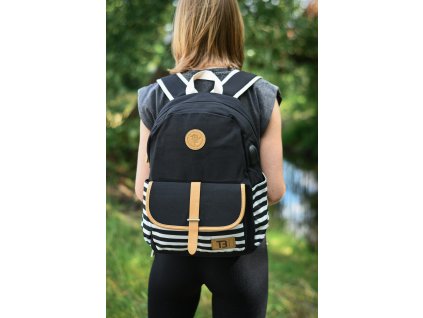 Dámská sada Batoh Canvas Black Stripes with pocket 19 l